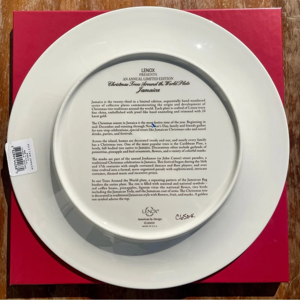 2013 Jamaica Lenox Christmas Trees Around The World Collectible Decorative Plate